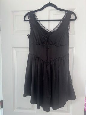 12th Tribe Black Lace-Trim A-Line mini Romper- ONLY WORN ONCE